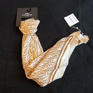 coach signature print silk square scarf